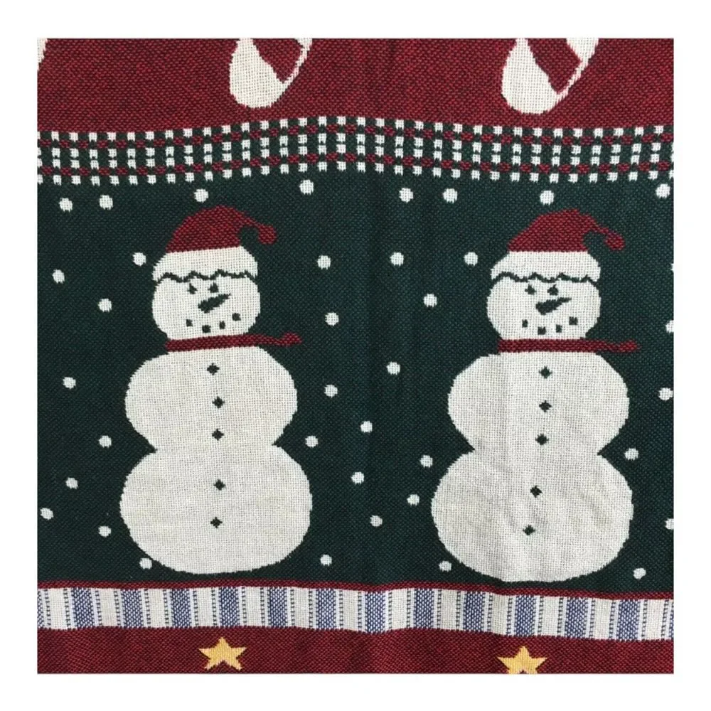 Snowman Woven Throw Blanket Crown Crafts Candy‎ Canes Christmas Trees Stockings